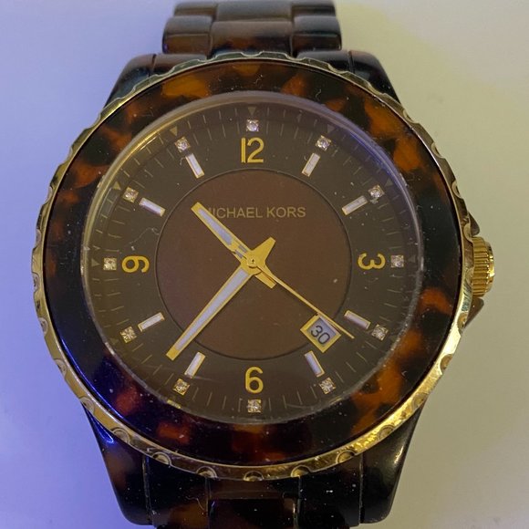 MICHAEL KORS Brown Tortoise Shell Acetate Ladies Watch - Picture 3 of 4